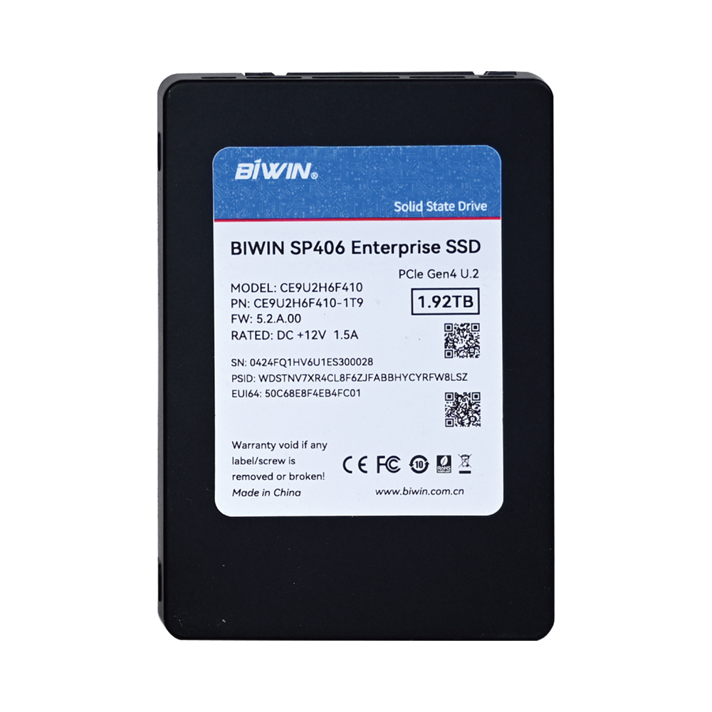 2.5”U.2 PCIe 4.0 SSD（SP406）